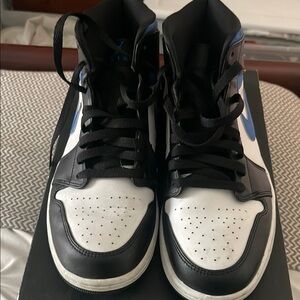 Nike Air Jordan 1 Mid Black and Blue High-Top Sneakers